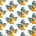 Vector . Children\'s pattern . Tiger cub in the tropics . Textiles .